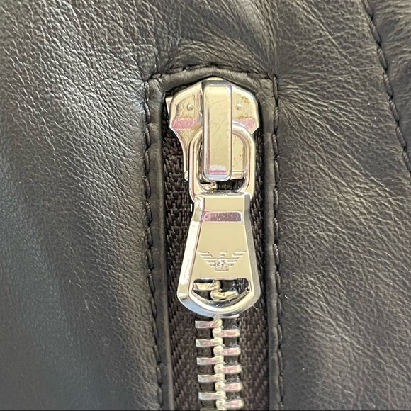 Emporio Armani Black Lambskin Nappa Leather Moto Biker Jacket - Picture 13 of 15